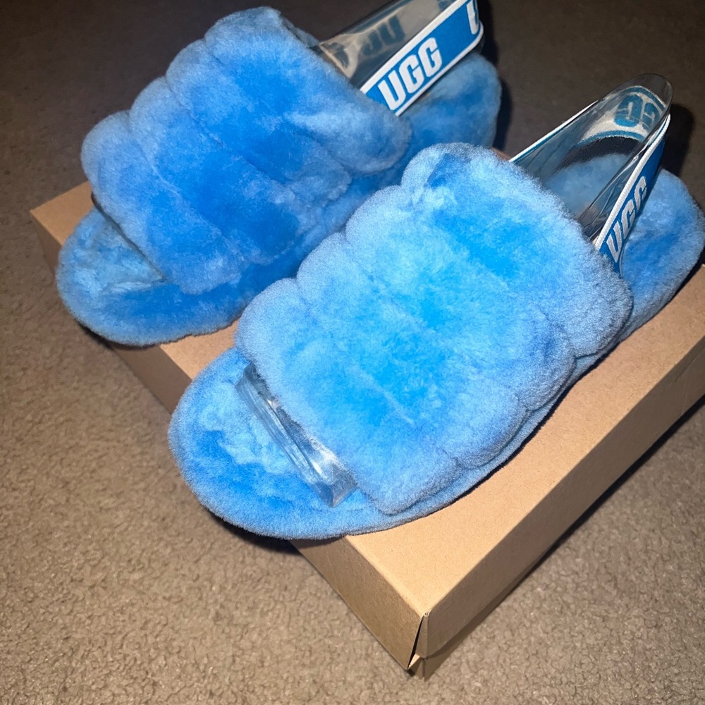 UGG Fluffy Blue Slippers